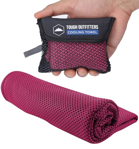 Tough Outdoors Cooling Towels for Neck Face - Neck Cooling Towel for Hot Weather Yoga Sports Golf Sweat - Instant Cold Towel - color: Pink, size: Single Pack