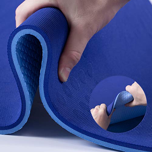 JELS Extra Thick Yoga Mat, 2/5 inch, Ergonomic 3D Non Slip Design, SGS Certified TPE Material, Yoga Mat for Men Women with Carrying Strap,Exercises Mat for Yoga, Pilates and Floor Workout(72"x26")… - color: 10MM-blue