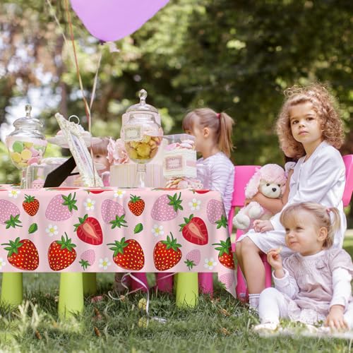 4 Pack Strawberry Tablecloth Strawberry Table Cloth Berry Party Table Cover Sweet One Birthday Party Tablecloth Berry Themed Decor 51 x 86 Inch Fruit Themed Indoor Outdoor Decorations