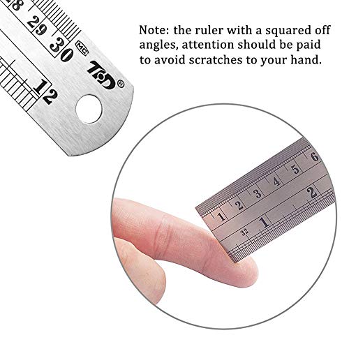 ZZTX Metal Ruler 6 Inch 12 Inch 16 Inch Stainless Steel 3 Pack | Rust-proof, Straight edge, Precise markings, Clear read