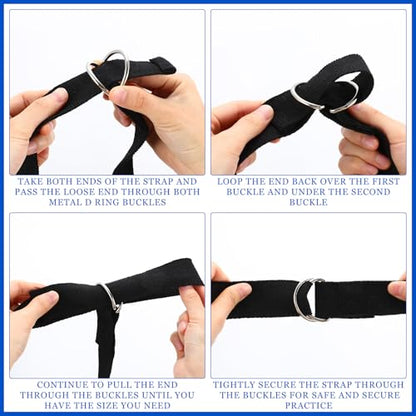 Leyndo Yoga Strap Stretching Pilates Exercise Adjustable Straps 6 ft Non Elastic Yoga Belt with Adjustable D Ring Buckle for Pilates Gym Workouts Fitness - color: Black