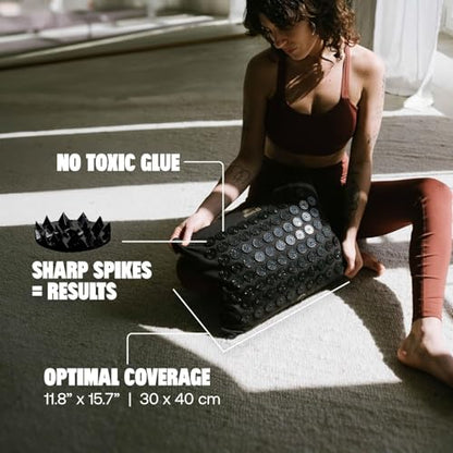 ShaktiMat Acupressure Pillow, Neck & Shoulder Relief, Premium Level 1 Black | Relaxation, Massage Muscles, Aid Sleep, Unlock Inner Tension, Similar to Acupuncture, Made with Organic Cotton & ABS spikes - color: Premium-black, size: Level 1