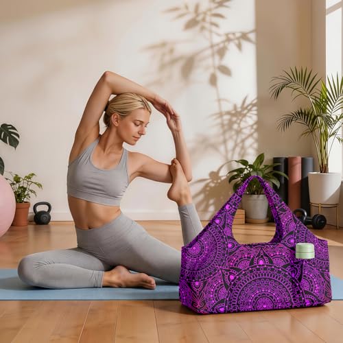 Yoga Mat Bag for Women Men Large Yoga Bag Travel - color: Purple-2