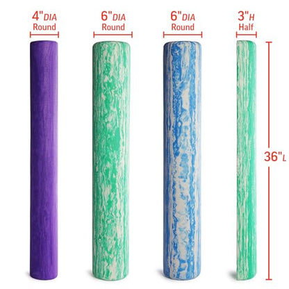 OPTP PRO-ROLLER Standard Density Foam Roller – Round, Green, 36" x 6" | Durable, standard density foam roller for back massage, deep tissue foam roller exercises, stretching, fitness, yoga, Pilates - style: Green, 36" x 6", Standard Density