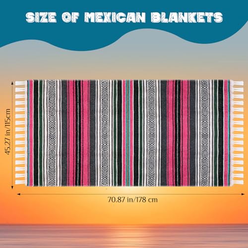 Oudain 3 Pack Mexican Blankets and Throw 45‘'x70‘', Classic Color - color: Classic Color