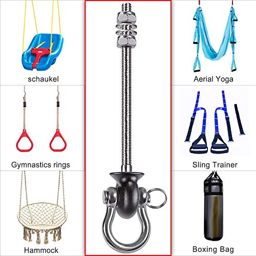 Dolibest Set of 2 Permanent Antirust Stainless Steel 304 Heavy Duty Swing Hangers, Playground Porch Yoga Seat,for Wood and Steel Beam Yoga Hammock Chair Punching 1500LB Capacity,180° Swing,9.64'' - color: Silver 9.67'' 2 Pack