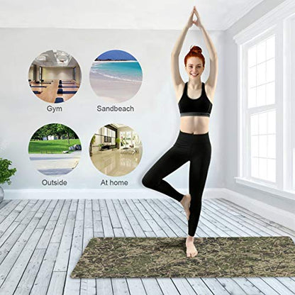 Qilmy Fantasy Mandala Pattern Yoga Mat, Non-Slip Texture Pro Yoga Mat Eco Friendly Exercise & Workout Mat for Yoga, Pilates and Floor Exercises - color: Abstract Hunting Camo