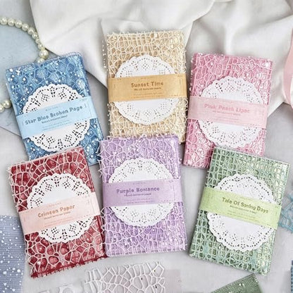BESARME 140 Pcs Textured Scrapbook Paper & Lace Stickers Set | 120 Patterned Sheets, 20 Lace Stickers, 5.5 x 3.9 In, For Junk Journals, Planners, Vision Boards, Card Making - color: Multicolor