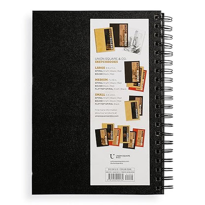 Sketchbook 7 x 10" Black Spiral Hardcover Mixed Media Sketchbook for Drawing: Acid-Free Quality Paper (128 pages) (Union Square & Co. Sketchbooks)
