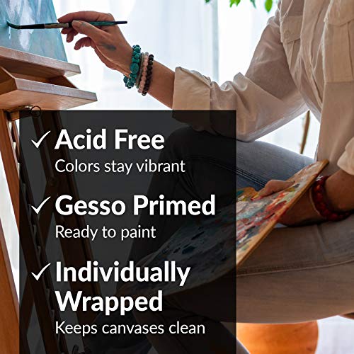 Hippie Crafter 20 Pack Paint Canvases for Painting, 5x7 Blank Art Canvas Panels, Flat Canvas Boards for Acrylic, Oil, and Mixed Media, Small Canvases for Painting Projects and Art Supplies - size: 5 x 7