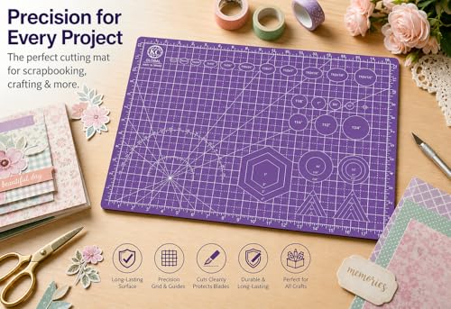 KC GLOBAL A3 (19"x13") Professional Grade Self-Healing Cutting Mat (Purple) - Odor-Free, Double-Sided, Eco-Friendly, Non-Slip, Premium Desk mat for DIY, Crafting, Model Building,and Art Projects - size: 19"L x 13"W