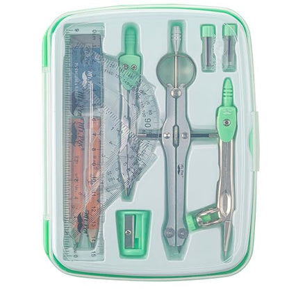 Mr. Pen- Geometry Set, 13 pcs, 3 Metal Compasses, Protractor, 6" Ruler | 45° & 30°/60° Set Squares, Pencils, Lead Refills, Sharpener & Eraser for Math, Drafting & Classroom Use | 45° & 30°/60° Set Squares, Pencils, Lead Refills, Sharpener & Eraser for Mat