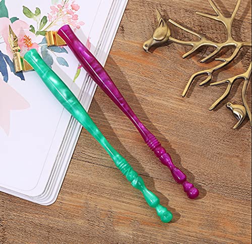 Gullor Oblique Calligraphy Dip Pen Nib Holder, Removable Nib Pen Handle Stand with 33 Nibs, Green - color: Green