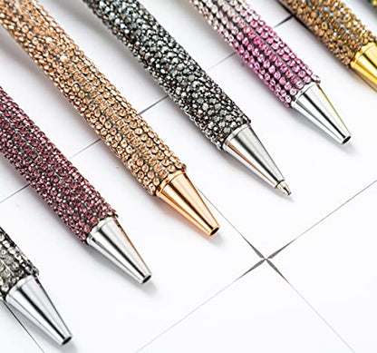 Gullor Click Ballpoint Pens, Diamond-encrusted Ball Pens, Black Ink Medium Point 1mm, for Office Supplies Gift Wedding Birthday - color: Pink, style: 5 Pieces
