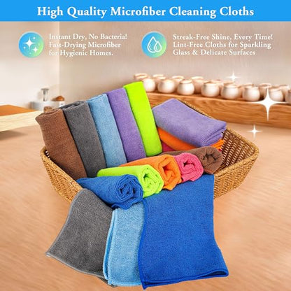 lucdnc Microfiber Cleaning Cloths 16 Pack 8 Colors 11.5"x11.5"