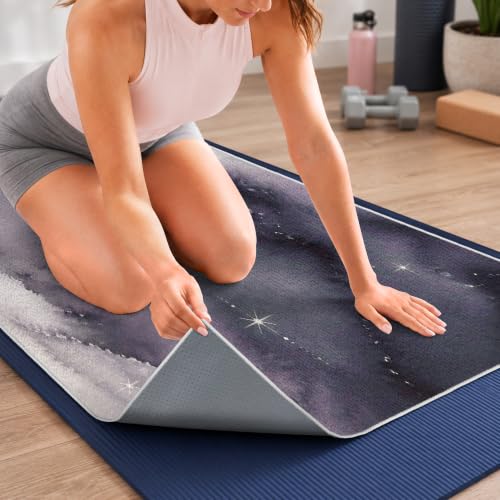 Yoga Mat Towel, Hot Yoga Towel High-Definition Pattern, Machine Washable with Ultra-Absorbent Yoga Towels for Hot Yoga Non Slip for Fitness, Exercise, Pilates, 72 x 27 in, Moon - color: Moon