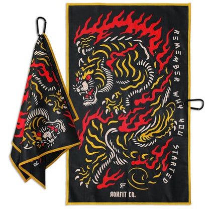 RokFit Gym & Golf Towel – Multi-Use, Quick-Dry, Durable Utility Towel with Bold Graphic and Carabiner Clip (Remember Why You Started) - color: Remember Why You Started