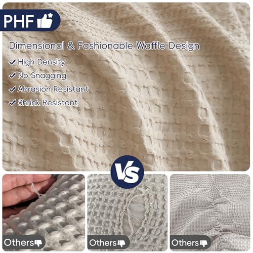 PHF Lightweight Waffle Weave Blanket King for Bed Light Tan 104"x90" - color: Light Tan, size: King(104"x90")