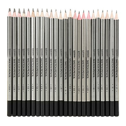 HEEPDD 24Pcs Drawing Sketching Pencil Set, Art Graphite Shading Pencils | Art Graphite Drawing Pencil Colored Paint Pencil 9H-14B for Beginners ProArtists