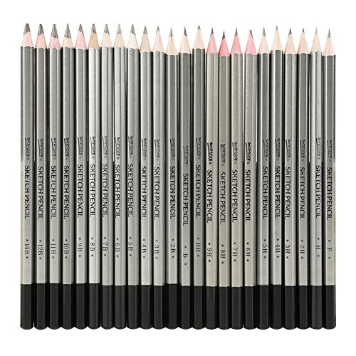 HEEPDD 24Pcs Drawing Sketching Pencil Set, Art Graphite Shading Pencils | Art Graphite Drawing Pencil Colored Paint Pencil 9H-14B for Beginners ProArtists