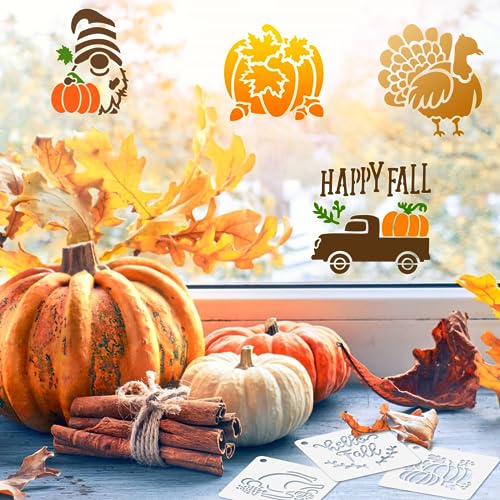 Augshy 56Pack Fall Stencils for Painting on Wood Crafts Thanksgiving Decor | Reusable Thanksgiving Stencils, for Seasonal Home Art, Simple Patterns for Beginners, Creative Autumn Holiday Projects, 3inch - style: Fall