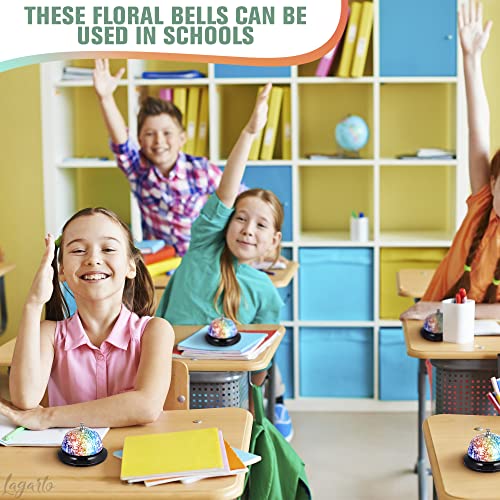 Floral Desk Bell for Teachers, 3.4 in, Stainless Steel, Clear Sound
