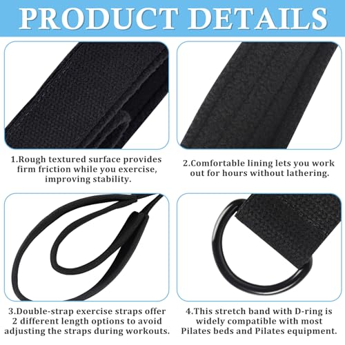 2PCS Pilates Double Loop Straps for Reformer Feet - color: Black