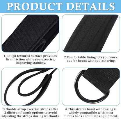 2PCS Pilates Double Loop Straps for Reformer Feet - color: Black