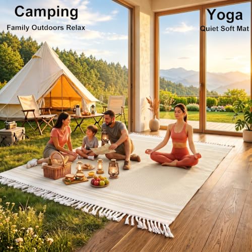 Yongoes Turkish Beach Towel Blanket Oversized 82x88 Beige Boho - color: Beige, size: Extra Large 82"x88"（208x224cm）
