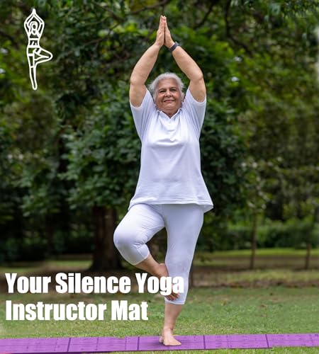 Foldable Instructional Yoga Mat with Poses Printed On It (Purple)