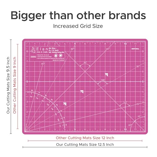 Elan Cutting Mat A4 Pink & Purple, Self Healing Cutting Mat 9x12 Inch, 5-Ply Craft Board Pink, Hobby Board for Crafts 9x12 Inch - style: 12 x 9"