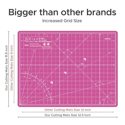 Elan Cutting Mat A4 Pink & Purple, Self Healing Cutting Mat 9x12 Inch, 5-Ply Craft Board Pink, Hobby Board for Crafts 9x12 Inch - style: 12 x 9"