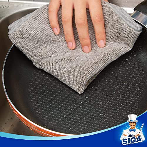 MR.SIGA Microfiber Cleaning Cloths, Streak Free Microfiber Towels, 12 Pack - color: Grey
