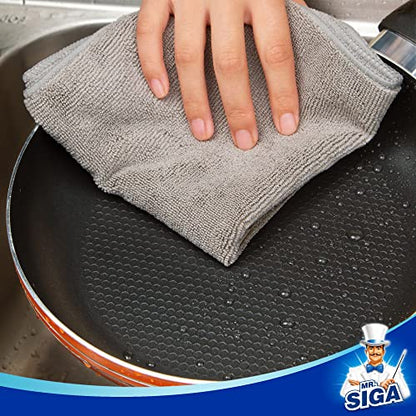 MR.SIGA Microfiber Cleaning Cloths, Streak Free Microfiber Towels, 12 Pack - color: Grey