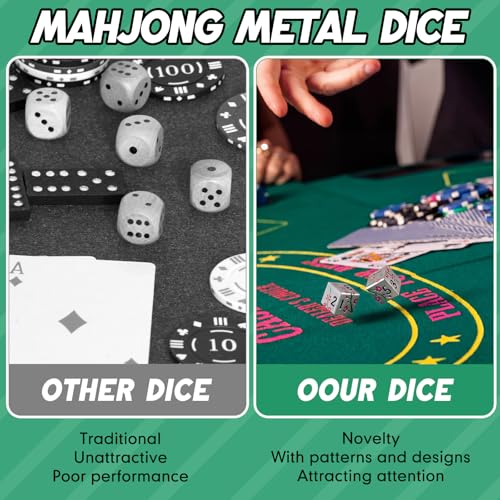 2 Pcs Mahjong Dice Metal, Classic, Silver Pink | D6 Mah Jong Dice,Standard Size Mahjong Dice, Durable Material, Replacement for Lost Dice, Board Game Mahjong Supplies - color: Silver Pink, size: Classic