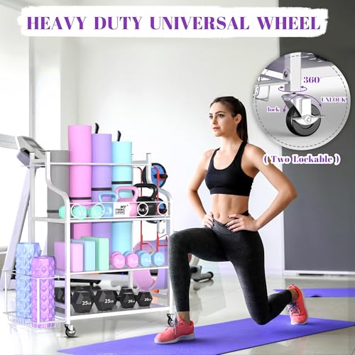 Mythinglogic Home Gym Rack for Dumbbells, Yoga Mats and Workout Equipment - color: White