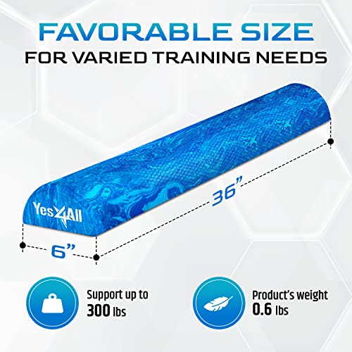 Yes4All EVA Firm Foam Roller for Stretching, Half Yoga Back Roller for Muscle Massage for Pilates, Yoga, Balance & Core Exercises - 12/36 inches - color: 36-inch - Blue