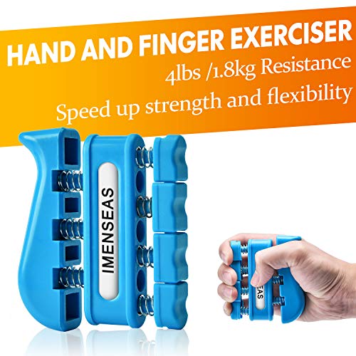 Grip Strength Trainer 7 Pack Adjustable Hand Gripper, Finger Stretcher Resistance Extensor Bands, Finger Exerciser, Grip Strength Ring & Stress Ball, Hand Grip Strengthener - color: Blue