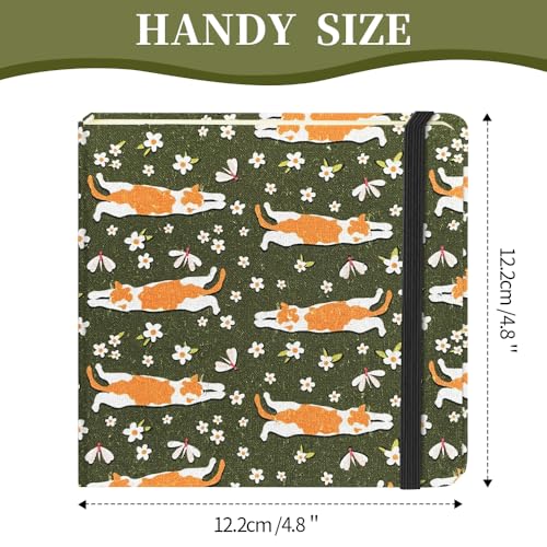 4.8x4.8 Pocket Sketch Book,Hardcover Art Sketchbook for Drawing Journal | Cloth Cover,80gsm Blank Paper,96Sheets,Lay-Flat,Portable Travel Creation Paint Diary Memo Planner,Dry MediaLying Cat - color: Cloth Cover-4.8x4.8in-Lying Cat