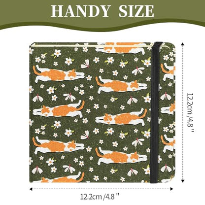 4.8x4.8 Pocket Sketch Book,Hardcover Art Sketchbook for Drawing Journal | Cloth Cover,80gsm Blank Paper,96Sheets,Lay-Flat,Portable Travel Creation Paint Diary Memo Planner,Dry MediaLying Cat - color: Cloth Cover-4.8x4.8in-Lying Cat
