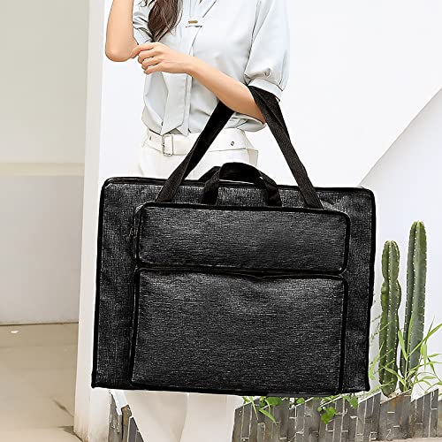 Students' Water-Resistant Portfolio Tote for Art Supplies - 8K Drawing Board Carry Shoulder Bag - Durable Portfolio Case - color: #3，Black