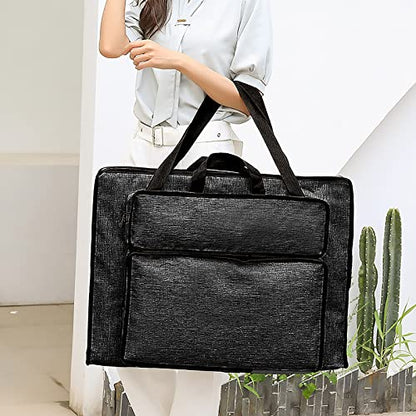 Students' Water-Resistant Portfolio Tote for Art Supplies - 8K Drawing Board Carry Shoulder Bag - Durable Portfolio Case - color: #3，Black