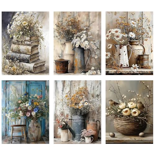 6 Pack Framhouse Diamond Painting Kits for Adults, Diamond Art Kits for Adults, DIY 5D Diamond Painting Kits for Beginners Home Wall Decor 12x16 inch - color: 6 Pack Farm