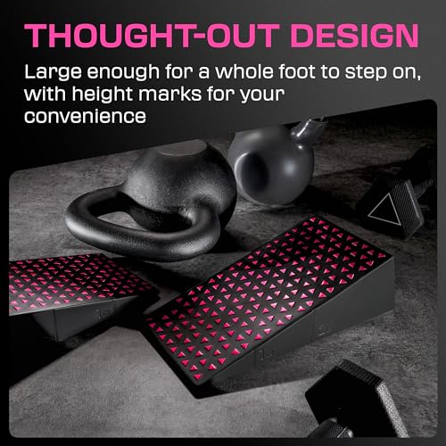 Flexelent Heel Elevated Squat Wedge Block Pair, 17° Angle, Bag Included - color: Pink Power