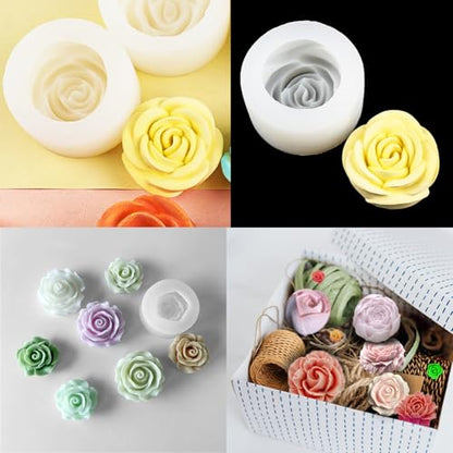 13 PCS Flower Silicone Candle Mold Flower Molds Candle Making Molds with Large-Eye Wicking Needle,Candlewick for Soy Wax, Beeswax, Candle Making Resin Cake Mold Clay Making Molds - color: 13 PCS Flower Set