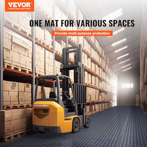 VEVOR Garage Floor Tiles 12 x 12 x 0.53 inch, Interlocking Design Ease of Installation Double-Sided Texture Non-Slip Sturdiness, for Garages, Basements, Repair Shops, Graphite Gray, 50 Pack - color: Graphite Gray, size: 50 Pack Tile