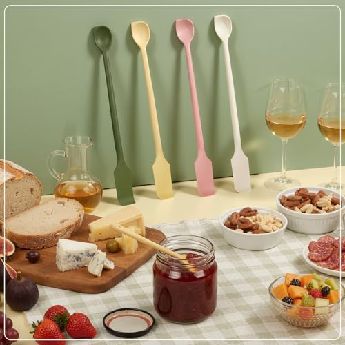 8 Pcs Mini Silicone Spatulas Double-headed Multifunctional Small Scrapers & Spoons for Kitchen, Cosmetics & Jars, Lotion, Narrow & Thin Bottles Reusable Stirrer for Baking, Cooking, Mixing