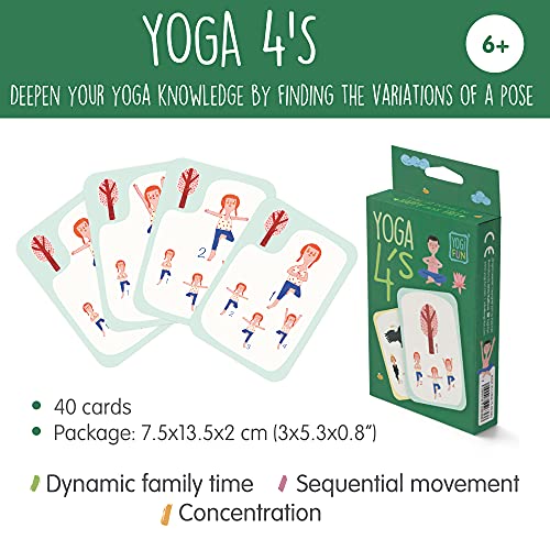 YOGi FUN Yoga 4s Card Game – Active Yoga Poses Game for Kids & Families (Ages 6+), Illustrated Yoga Cards for ADHD, Therapy, Montessori, Waldorf & Classroom Use – Created by a Certified Yoga Teacher