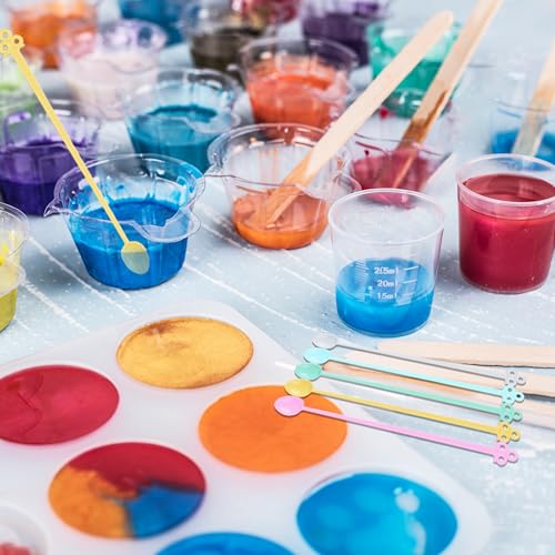 LET'S RESIN 30 ml Epoxy Mixing Cups, 200-Pack, with 50 Wooden Sticks | Disposable 30ml Measuring Cups and Wooden Stirring Sticks Support Paint Mixing, Resin Crafts and Jewelry Making - size: 30ML