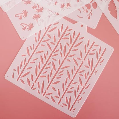 16 Pcs 5.5x5.5in Cookie Stencil Baking Stencils for Royal Icing Cookies, Airbrush Cookies; Sugar Cookie Stencils,Craft Painting Stencil, Stencil Genie Stencils (Leaves) - style: Leaves